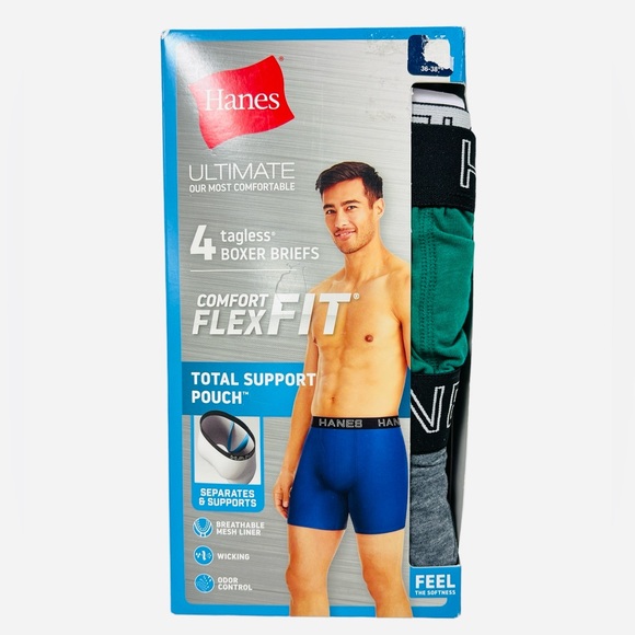 Hanes Comfort Flex Fit Total Support Pouch Boxer Brief 4 Pack Size L - Picture 3 of 8